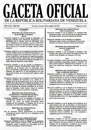 Gaceta Oficial #43232 10/10/2025 1 Gaceta Oficial