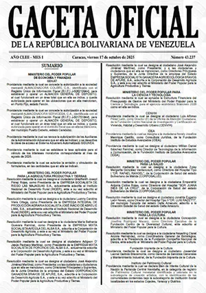 Gaceta Oficial #43237 17/10/2025 1 Gaceta Oficial