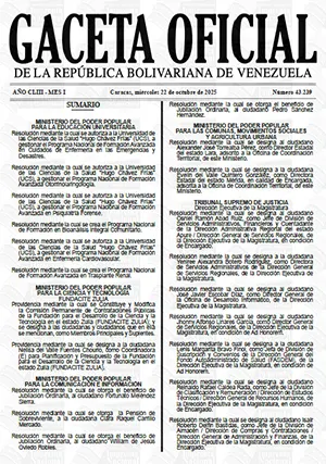 Gaceta Oficial #43239 22/10/2025 1 Gaceta Oficial