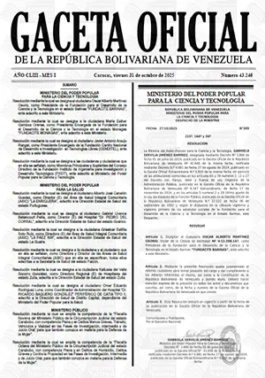 Gaceta Oficial #43246 31/10/2025 1 Gaceta Oficial