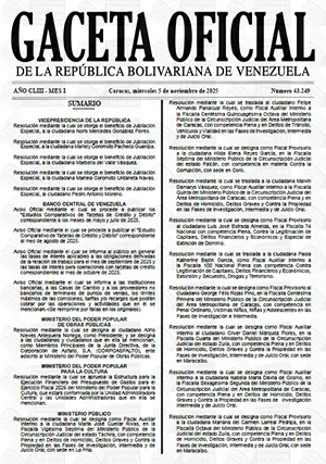 Gaceta Oficial #43249 05/11/2025 1 Gaceta Oficial