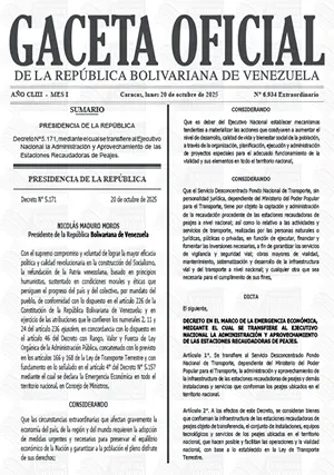 Gaceta Oficial Extraordinaria #6934 20/10/2025 1 Gaceta Oficial Extraordinaria