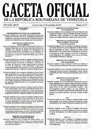 Gaceta Oficial #43257 17/11/2025 1 Gaceta Oficial