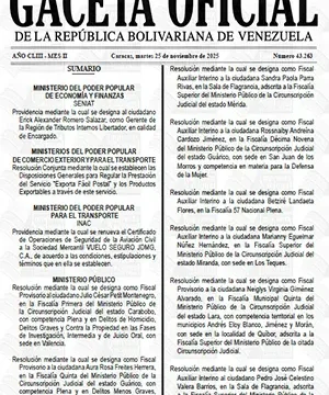 Gaceta Oficial #43263 25/11/2025 2 Gaceta Oficial