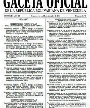 Gaceta Oficial #43276 12/12/2025 1 Gaceta Oficial