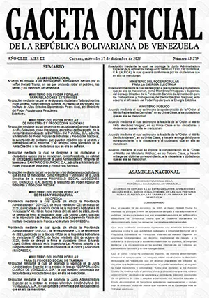 Gaceta Oficial #43279 17/12/2025 1 Gaceta Oficial