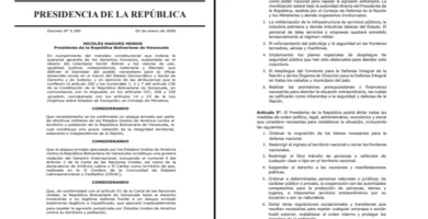 Decreto Estado de Conmoción Exterior Gaceta Oficial N° 6.954 Extraordinario 3 de enero 2026