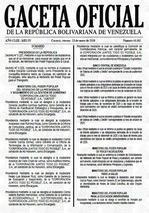 Gaceta Oficial #43302 23/01/2026 1 Gaceta Oficial