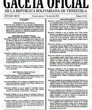 Gaceta Oficial #43304 27/01/2026 1 Gaceta Oficial