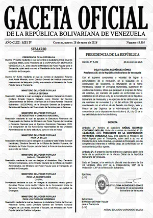 Gaceta Oficial #43305 28/01/2026 1 Gaceta Oficial