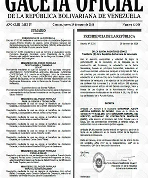 Gaceta Oficial #43306 29/01/2026 3 Gaceta Oficial