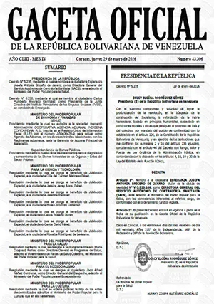 Gaceta Oficial #43306 29/01/2026 1 Gaceta Oficial