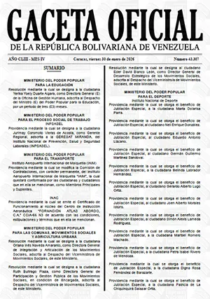 Gaceta Oficial #43307 30/01/2026 1 gaceta oficial 43307 30 01 2026