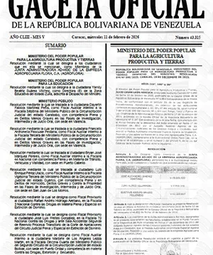 Gaceta Oficial #43315 11/02/2026 2 Gaceta Oficial