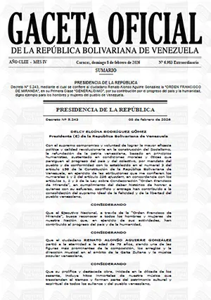Gaceta Oficial Extraordinaria #6983 08/02/2026 1 Gaceta Oficial Extraordinaria