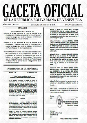 Gaceta Oficial Extraordinaria #6984 09/02/2026 1 Gaceta Oficial Extraordinaria