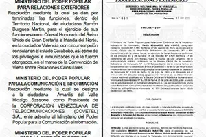 Documento oficial del gobierno venezolano