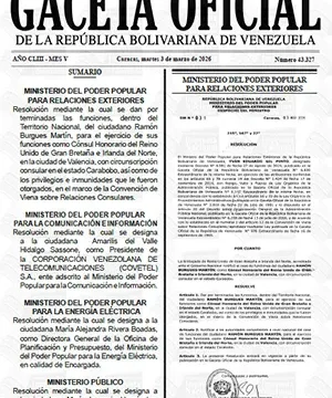 Documento oficial del gobierno venezolano