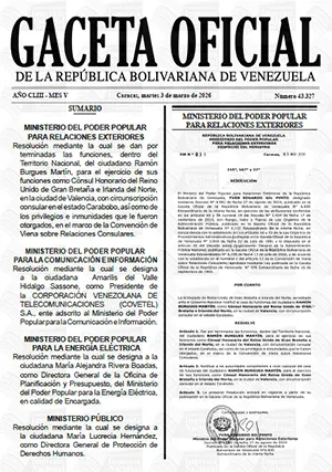 Documento oficial del gobierno venezolano