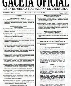 Gaceta Oficial #43340 23/03/2026 2 Gaceta Oficial