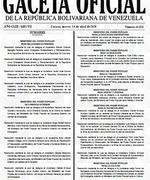 Gaceta Oficial #43354 14/04/2026 2 Gaceta Oficial
