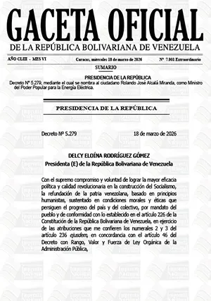 Gaceta Oficial Extraordinaria #7001 18/03/2026 1 Gaceta Oficial Extraordinaria