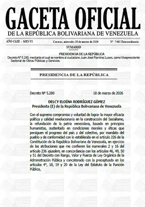 Gaceta Oficial Extraordinaria #7002 18/03/2026 1 Gaceta Oficial Extraordinaria