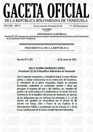 Gaceta Oficial Extraordinaria #7005 18/03/2026 1 Gaceta Oficial Extraordinaria