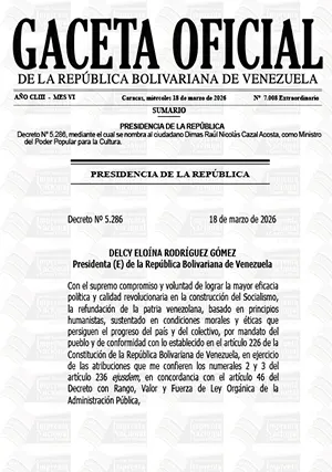 Gaceta Oficial Extraordinaria #7008 18/03/2026 1 Gaceta Oficial Extraordinaria