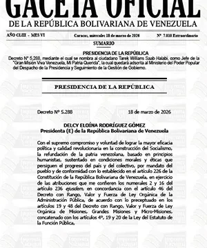 Gaceta Oficial Extraordinaria #7010 18/03/2026 2 Gaceta Oficial Extraordinaria