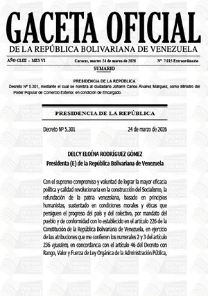 Gaceta Oficial Extraordinaria #7015 24/03/2026 1 Gaceta Oficial Extraordinaria