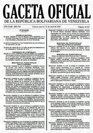 Gaceta Oficial #43359 21/04/2026 1 Gaceta Oficial