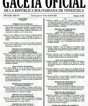 Gaceta Oficial #43361 23/04/2026 3 Gaceta Oficial