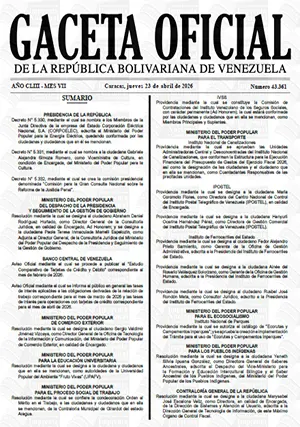 Gaceta Oficial #43361 23/04/2026 1 Gaceta Oficial