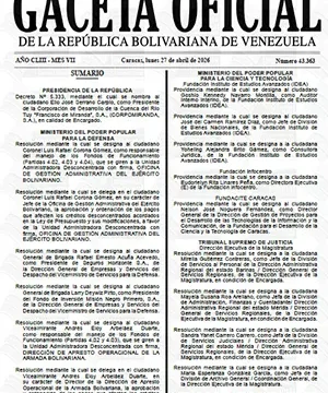 Gaceta Oficial #43363 27/04/2026 1 Gaceta Oficial