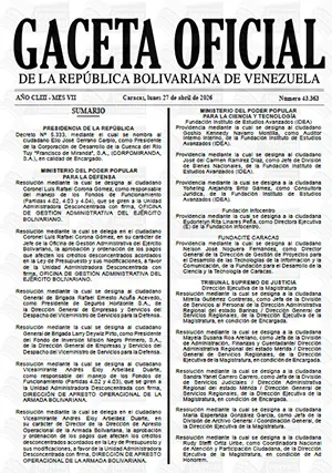 Gaceta Oficial #43363 27/04/2026 1 Gaceta Oficial