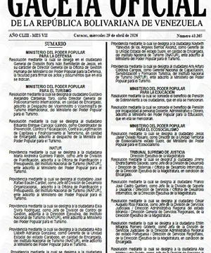 Gaceta Oficial #43365 29/04/2026 2 Gaceta Oficial