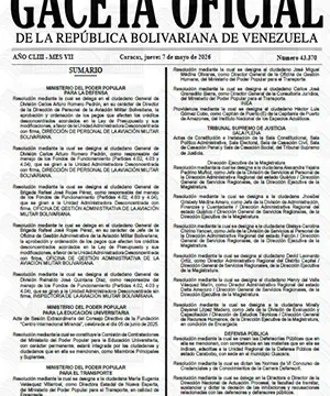 Gaceta Oficial #43370 07/05/2026 3 Gaceta Oficial