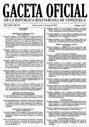 Gaceta Oficial #43370 07/05/2026 1 Gaceta Oficial