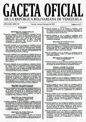 Gaceta Oficial #43371 08/05/2026 1 Gaceta Oficial