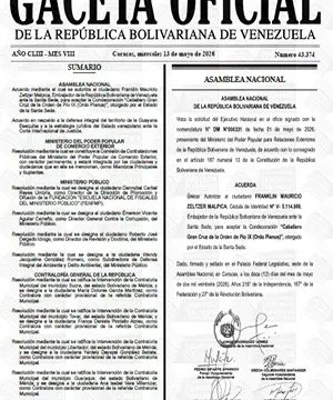 Gaceta Oficial #43374 13/05/2026 2 Gaceta Oficial