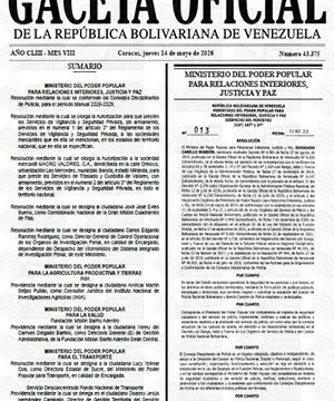 Gaceta Oficial #43375 14/05/2026 1 Gaceta Oficial