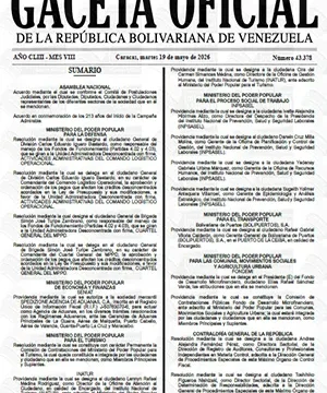 Gaceta Oficial #43378 19/05/2026 1 Gaceta Oficial