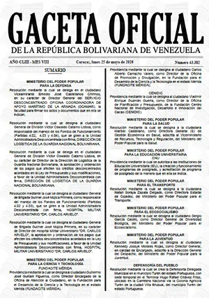 Gaceta Oficial #43382 25/05/2026 1 Gaceta Oficial