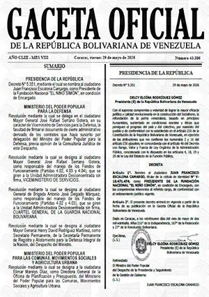 Gaceta Oficial #43386 29/05/2026 1 Gaceta Oficial