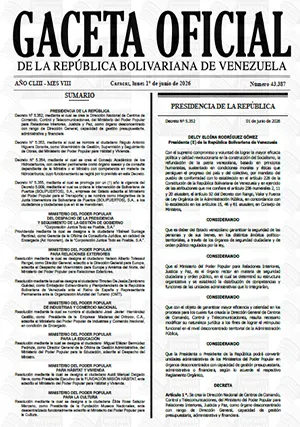 Gaceta Oficial #43387 01/06/2026 1 Gaceta Oficial