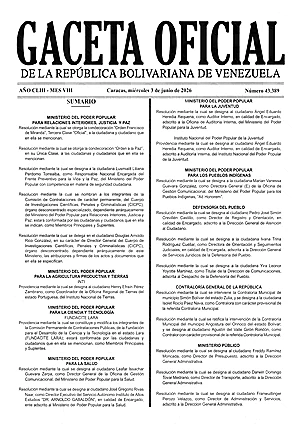 Gaceta Oficial #43389 03/06/2026 1 Gaceta Oficial