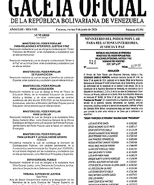 Gaceta Oficial #43391 05/06/2026 3 Gaceta Oficial