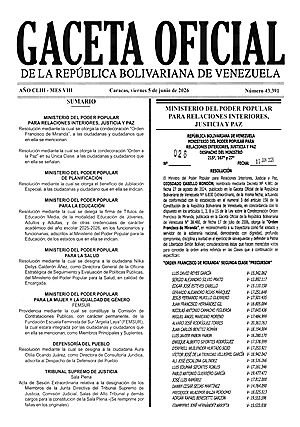 Gaceta Oficial #43391 05/06/2026 1 Gaceta Oficial