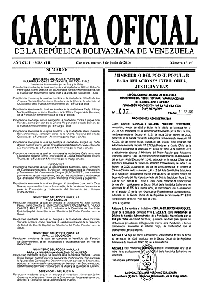 Gaceta Oficial #43393 09/06/2026 1 Gaceta Oficial
